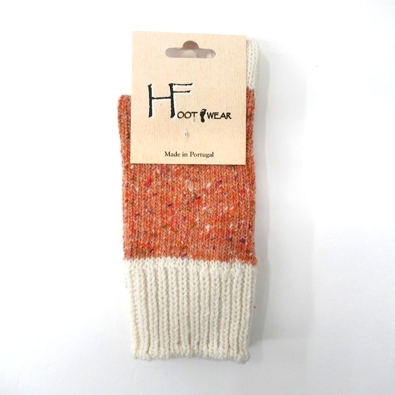 H FOOT WEAR【ポルトガル製】 ネップバイカラーソックス OFF*SALMON (NEP)